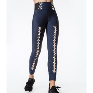 NWT Carbon 38 Navy and Black lace up legging